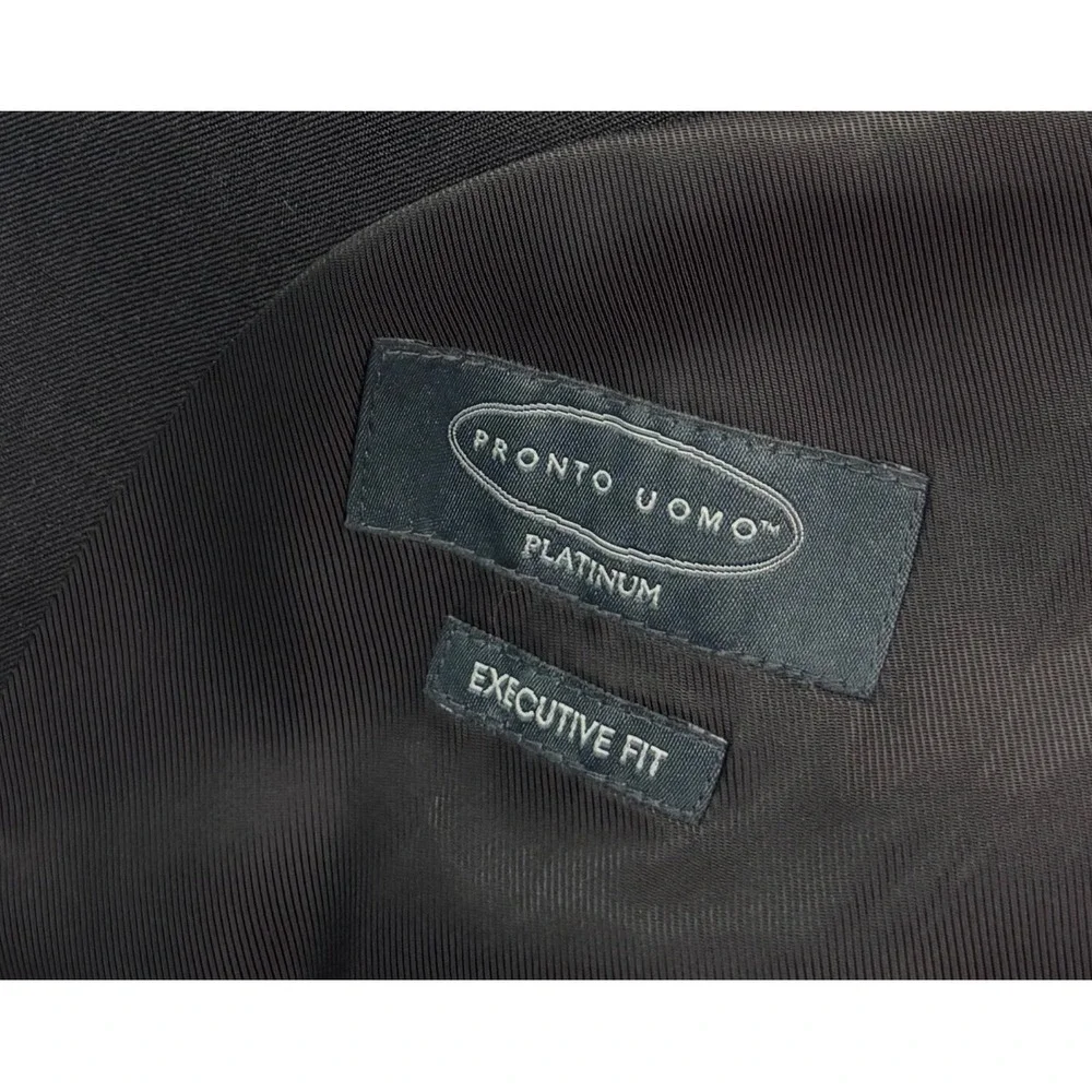 Pronto Uomo 58R 54x30 Charcoal 2pc Pant Suit 100% Wool Executive Fit Flat Front